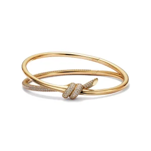 Amor Knot Double Row Diamond Hinged Bangle
