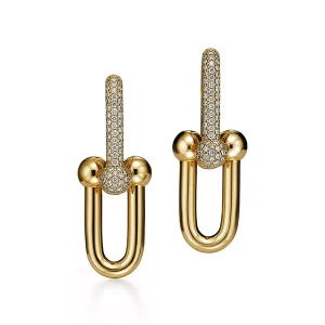 Amor Link Paved Diamond Earrings