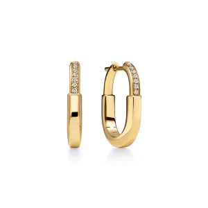 Amor Lock Half Paved Diamond Earrings